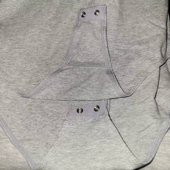 NEW AMERICAN APPAREL cropped top bodysuit long sleeves in heather gray - Picture 3 of 3